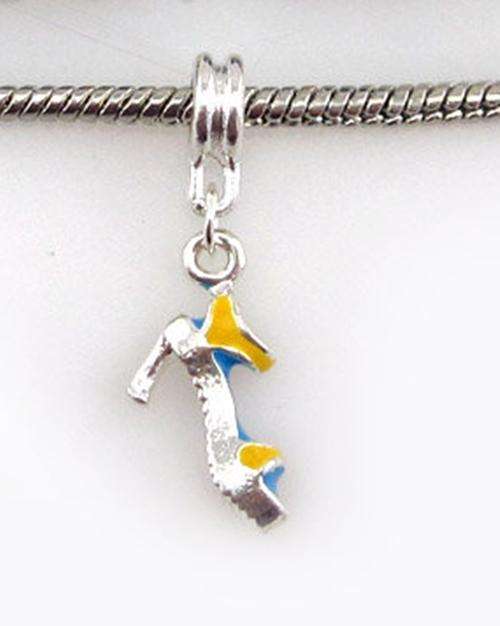 Silver Plated, Enamel High Shoe  "Dangle" charm - Fits Pan & Euro Bracelet