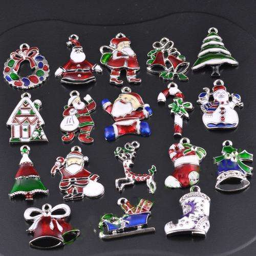 Set of 18pcs Unique Enamel & 18KWGP Christmas Charms