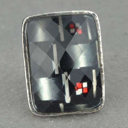 Stunning Tibet Silver & Glass Cocktail Ring - Adjustable size