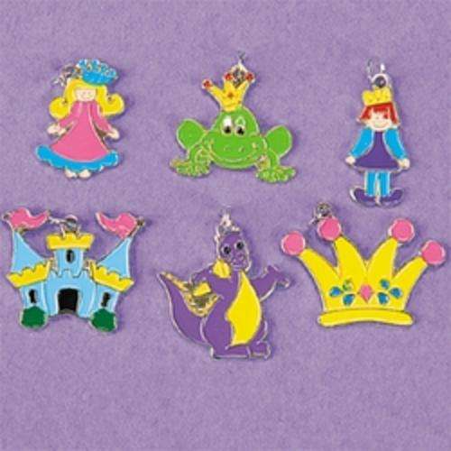 6pcs Silver Plated & Enamel Fairy Tale Charms Set