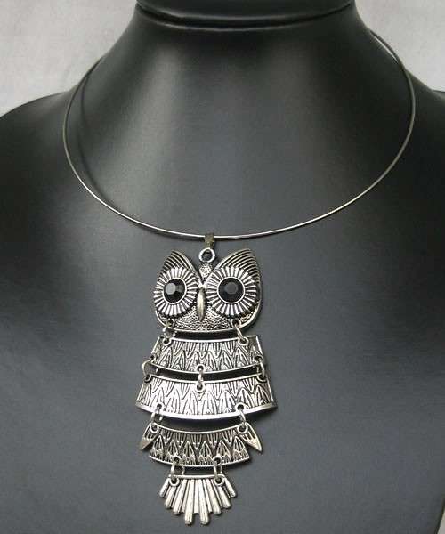 Fabulous Tibetan Silver Owl Pendant & Choker