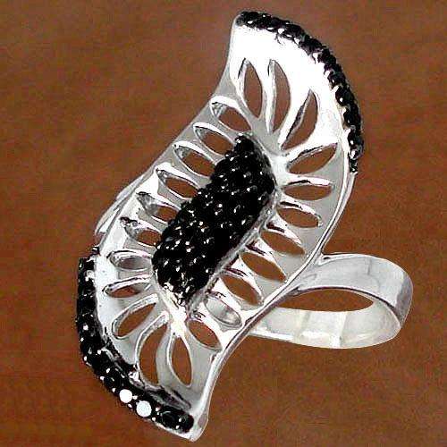 Unique Genuine Black Saphire & Solid 925 Sterling Silver Ring