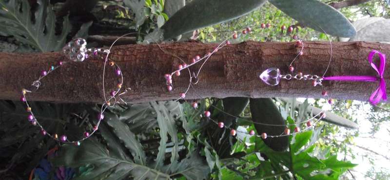 Wire Hearts with beads and silver heart.