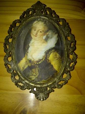 Italian Silk Art in Ornate Metal Frame