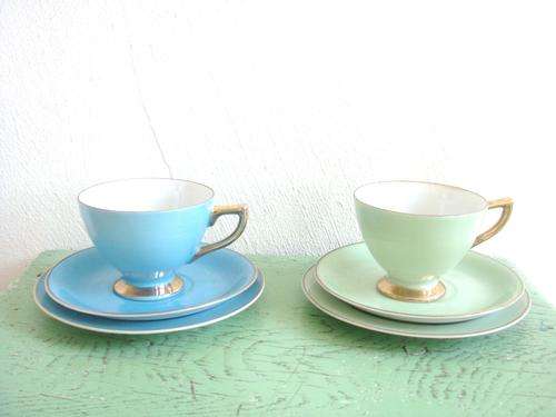 A set of teacups and side plates from ballerina china regd