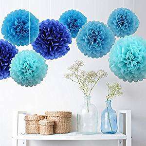 Paper Pom Poms Blue 30cm