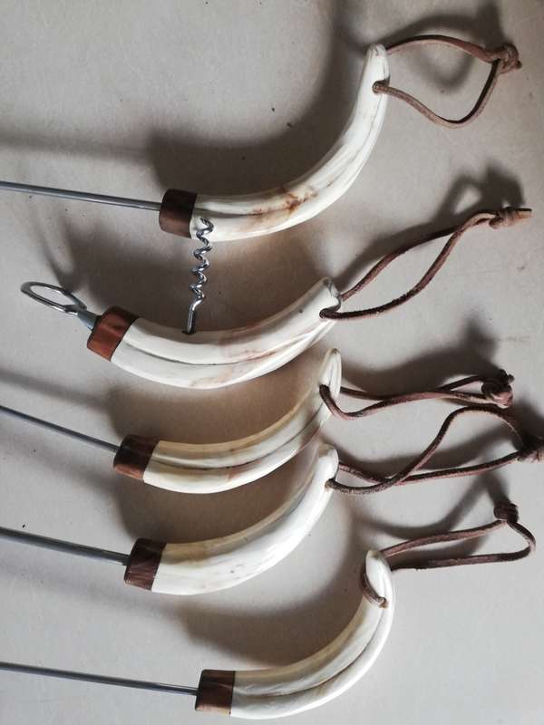 Warthog teeth handle braai set