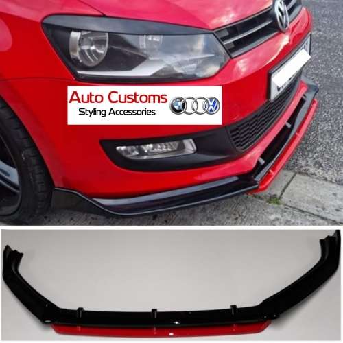 VW Polo 6 Front Lip Spoiler With Red Detail