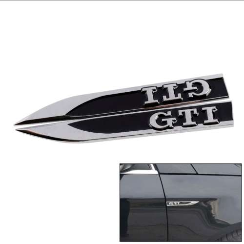 VW GTI Fender Emblem (Black and Chrome Design)