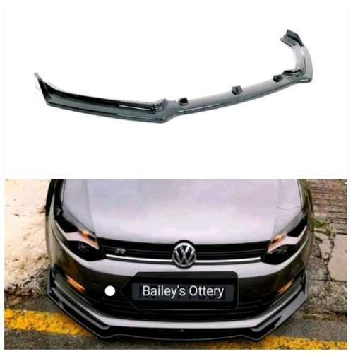 VW Polo 6 Aggressive Gloss Black Front Lip Spoiler