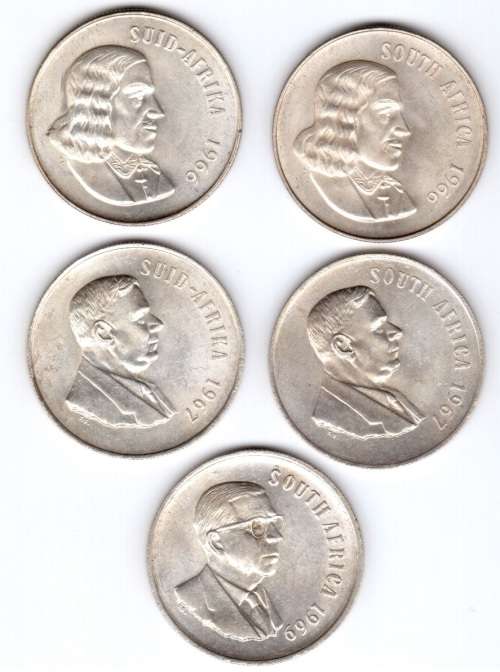 Set of silver RSA R1 coins * 5 coins