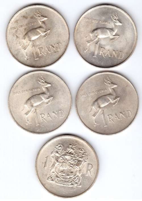 Set of silver RSA R1 coins * 5 coins
