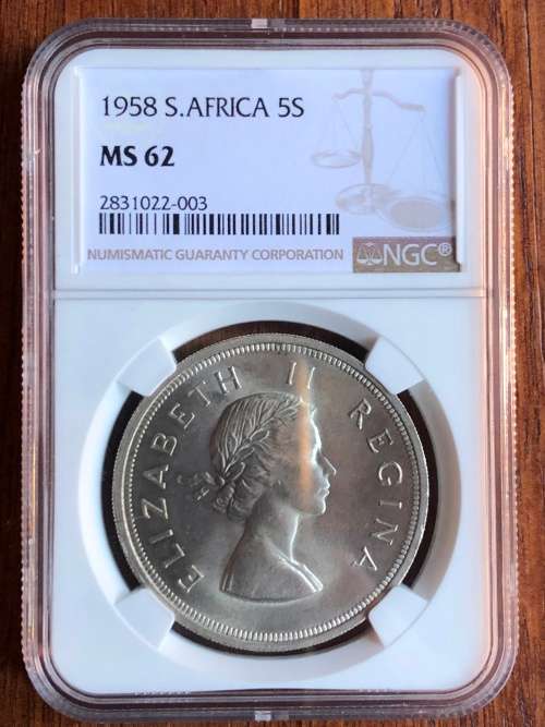1958 SAU silver crown (5 shillings) * NGC MS62 * price reduced