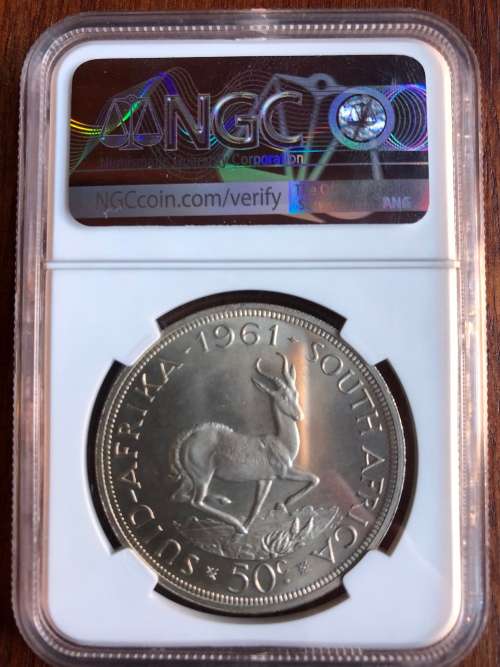 1961 RSA 50 cents (crown) * NGC PL66 * 3rd highest grade on NGC * price reduced