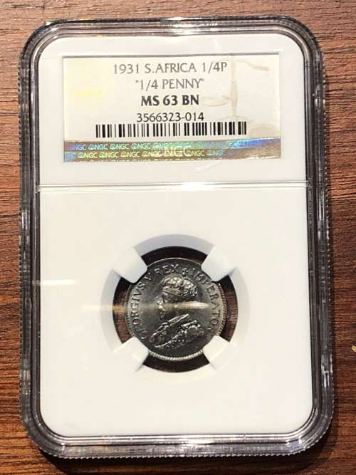 1931Z SAU farthing (1/4 penny) * NGC MS63BN * scarce coin
