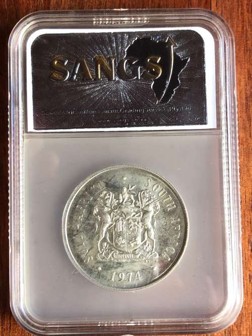 1974 silver RSA R1 (Rand) * SANGS PF64