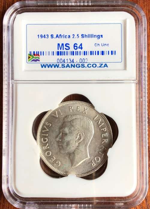 1943 SAU 2 1/2 shillings (half crown) * SANGS MS64 * scarce * price reduced