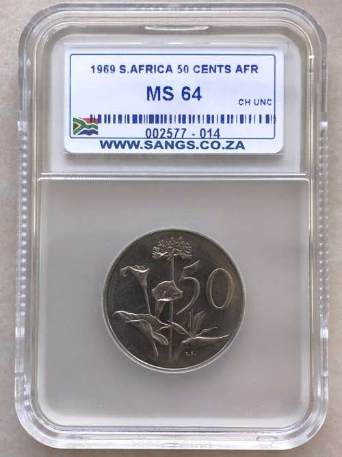 1969 RSA 50 cent * Afrikaans * SANGS MS64 * scarce