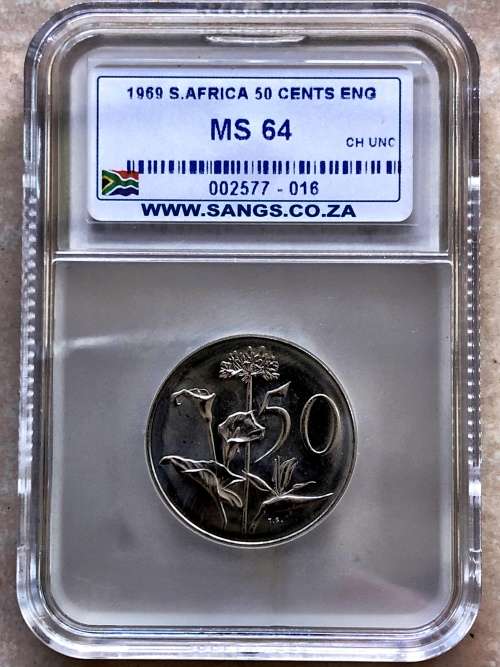1969 RSA 50 cent * English * SANGS MS64 * scarce