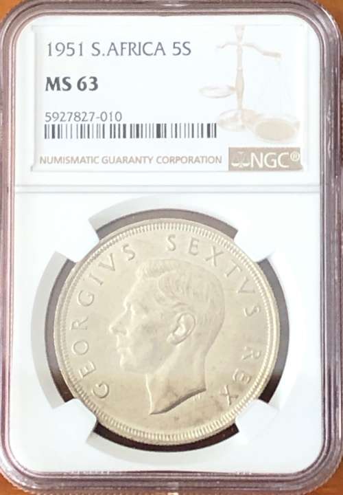 1951 SAU silver crown (5 shillings) * NGC MS63