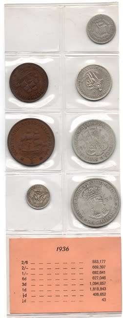 1936 SAU circulated coins set