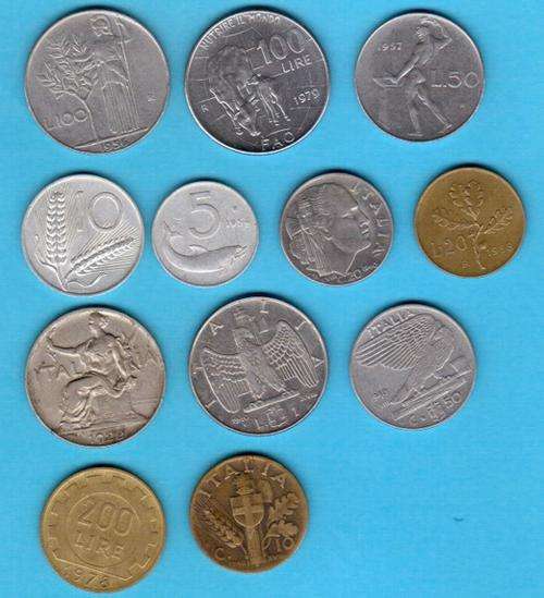 Set of Italian coins - no duplicates - includes WW2 coins