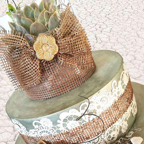 Ready made- Edible lace for cake decorating- Hessian Earth