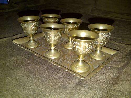 Brass Communion Set of Cups and tray - have a look !