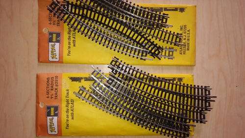 Atlas N Gauge 9 3/4" radius curve 2 x 6 pack
