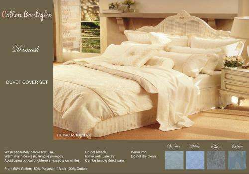 Cotton Boutique 5 Pcs Damask (White) Duvet Cover Set (Double,Queen, King, Super King Available)