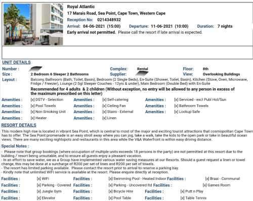 Holiday Accommodation Royal Atlantic Sea Point Cape Town Western Cape
