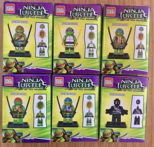 Kids Building Blocks : 6 Pack ''SPECIAL" (5 X Ninja Turtles& 1 X Soldier) version (No 0216E)