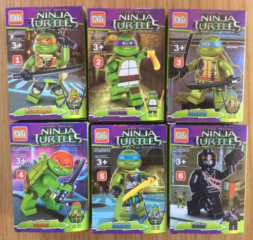 Kids Building Blocks : 6 Pack ''SPECIAL" (5 X Ninja Turtles& 1 X Soldier) version (No 0216E)