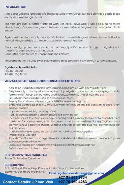 Agri-Boost (3 in 1) 1 Litre : 100% Organic Liquid Fertiliser - Provide 200Lt of Nutrient Plant Food