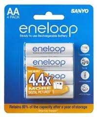 SANYO Eneloop 4BP(B) Rechargeable AA Ni-MH Battery - 4 AA Size Batteries - 2000mAh Rated