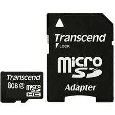 Transcend Ultra Performance MicroSD Flash Memory 8GB -Normal SD Adapter SDHC TS8GUSDHC2