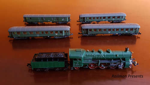 Arnold 2530 (4-6-2) 3610 K Bay STS B Green Steam Loco + 4 x Coaches