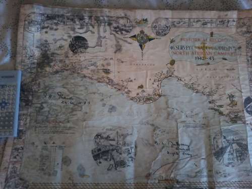 Ultra Rare Original Lithograph Map of the North African campaign. Printed in the desert.