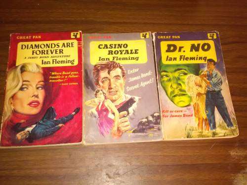 James Bond Rare Painted Covers Ian fleming pan paperbacks x 3