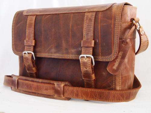 Leather Porcupine Briefcase MEDIUM( A4 size) ANTIQUE BROWN handcrafted by PAKDONKIE!!