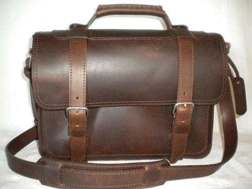 Leather Badger Briefcase, MEDIUM, (A4size/Ipad),  DARK VINTAGE!!