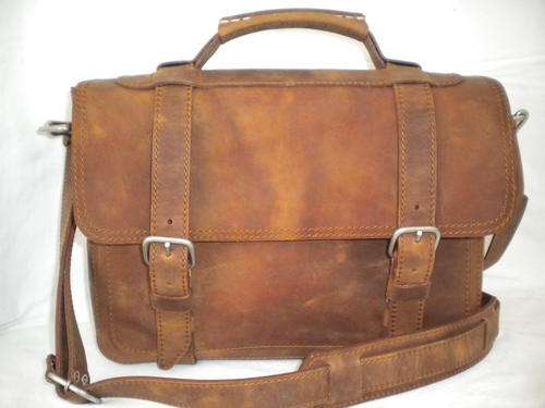 Leather Badger Briefcase, MEDIUM, (A4size/Ipad),  DISTRESSED ANTIQUE BROWN!!