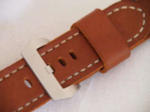 Watch Strap, HAND STITCHED, 24/24  125/75,  off white stitching, OIL TAN leather!!!