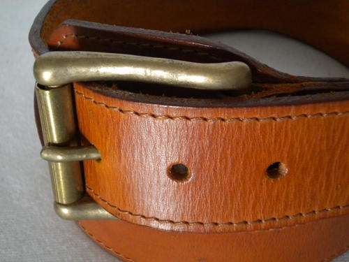 LEATHER BELT  Tan (straight)(95CM) with Solid Brass Buckle! (Secondhand)