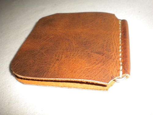 Cool Money Clip, HANDSTITCHED!! VINTAGE BROWN Leather