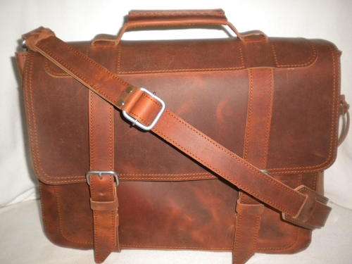 CLASSIC Badger Briefcase, LARGE DIVIDER(15,6" Laptop),DARK VINTAGE Leather!!