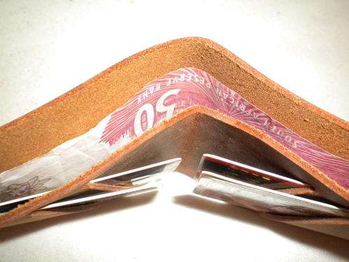 HANDMADE Travel Light Wallet for cash and cards, DARK VINTAGE Leather!