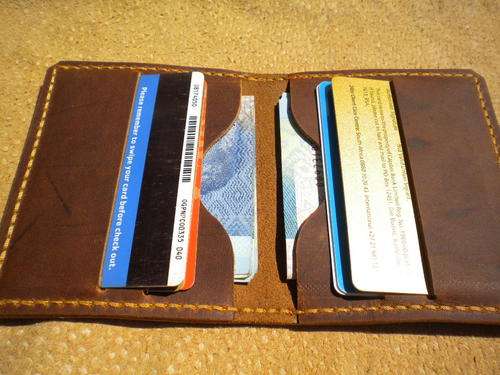 HANDMADE Wallet for cash and cards, DARK VINTAGE Leather!