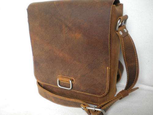 LEATHER SHOULDER BAG small, (iPad mini), ANTIQUE BROWN Leather!!