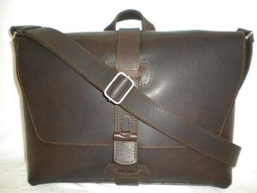 Leather Postman briefcase chocolate brown